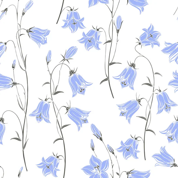 Campanas Azules Fondo Floral Ilustración Vectorial — Vector de stock
