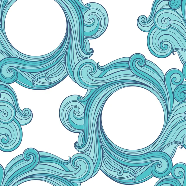 Fondo Marino Monocromo Con Ondas Vector — Vector de stock