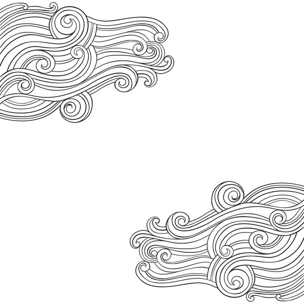 Хвилі Векторний Монохромний Фон Морську Тему Можуть Бути Вітальні Листівки — стоковий вектор