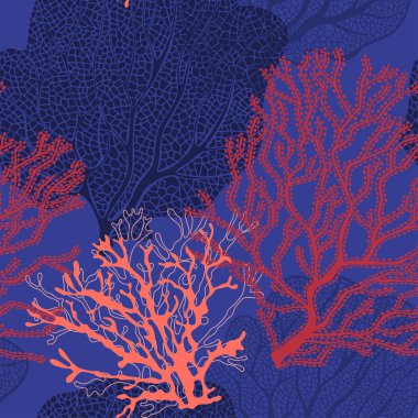 Mercan resifi. Deniz temasında vektör arka planı.