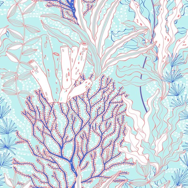 Подводные Растения Бесшовный Фон Водорослями — стоковый вектор