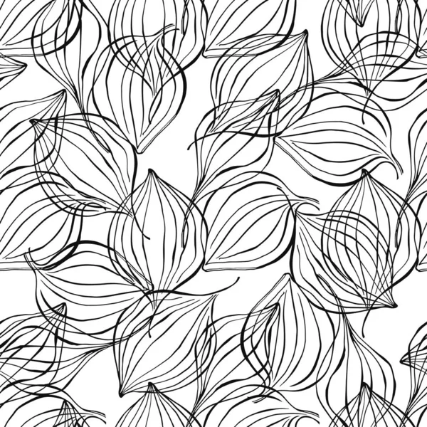 Seamless vector pattern with leaves on white background. Abstract hand-drawn floral background. — Stock Vector