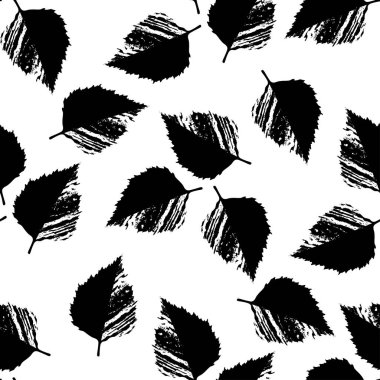 Beyaz arka plan üzerinde yaprakları ile dikişsiz vektör deseni. Soyut elle çizilmiş çiçek arka plan. Sonbahar illüstrasyon.