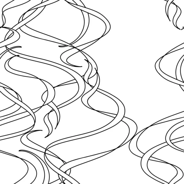 Modello vettoriale senza soluzione di continuità con nastri ondulati su sfondo bianco. Linea d'arte . — Vettoriale Stock