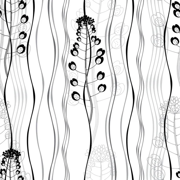 Kwiatowy wzór z dzikimi ziołami łąki i paskami na białym tle. Streszczenie natury. — Wektor stockowy