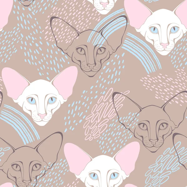 Fondo Arte Animal Con Cara Gato Oriental — Vector de stock