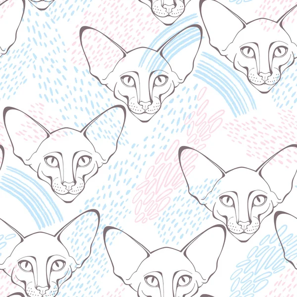 Fondo Arte Animal Con Cara Gato Oriental — Vector de stock