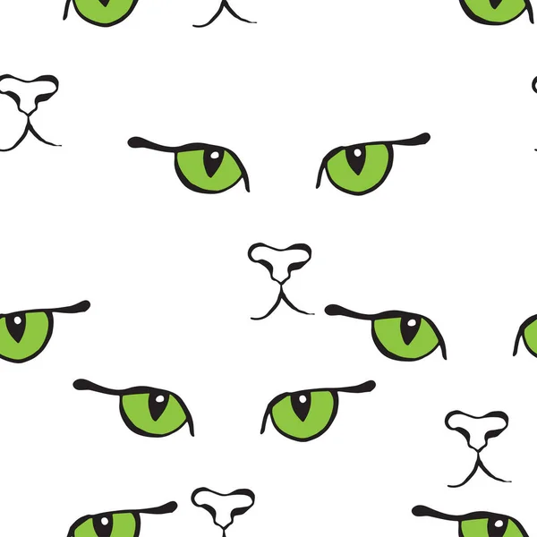 Кошачьи Глаза Носы Белом Бесшовный Векторный Рисунок Абстрактный Фон — стоковый вектор