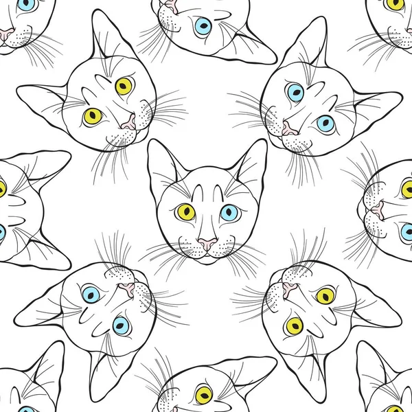 Fondo Arte Animal Con Cara Gato Con Ojos Coloridos — Vector de stock