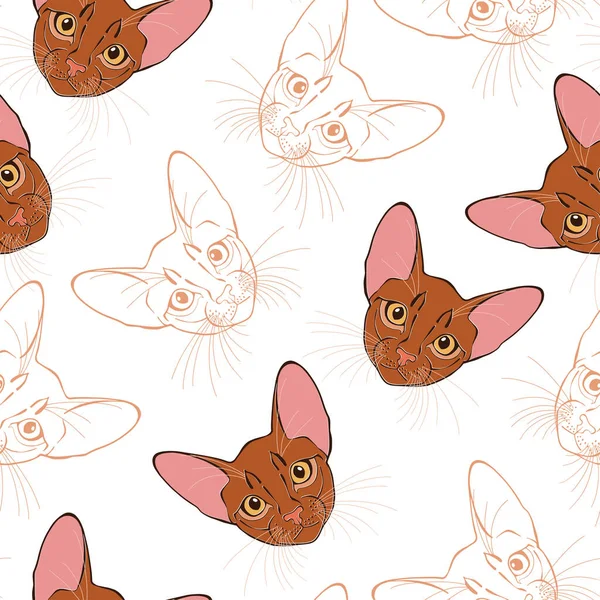 Animal Art Baggrund Med Abyssinian Kat Ansigt – Stock-vektor