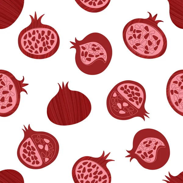 Pomegranates White Vector Endless Background — Stock Vector