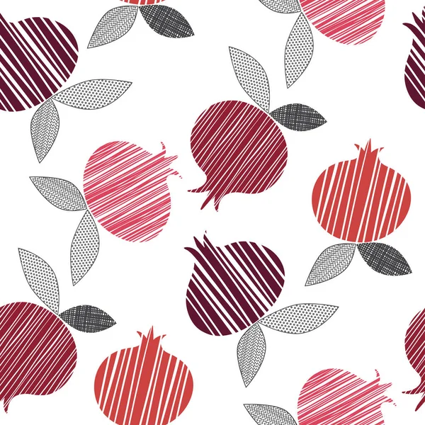 Pomegranates White Vector Endless Background — Stock Vector