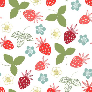 Çilekli. Vektör arkaplanı. Gıda arkaplanı.