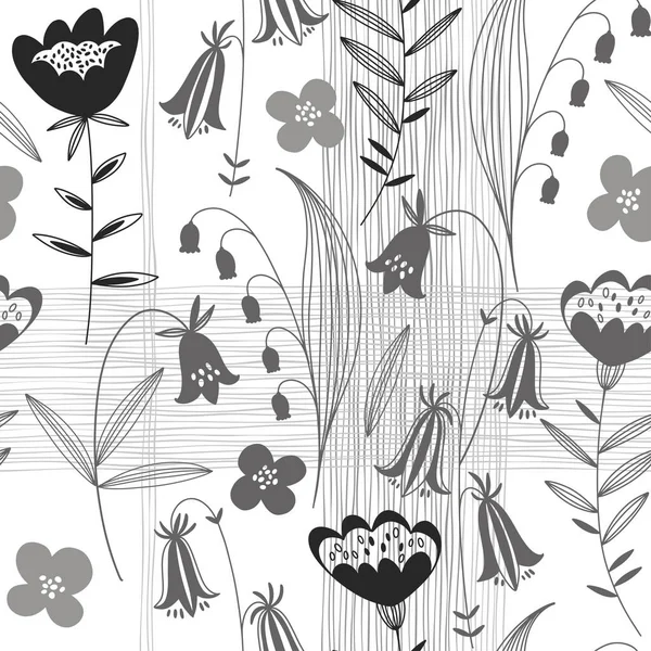 花の抽象的な背景 ベクトルイラスト モノクローム 漫画イラスト — ストックベクタ