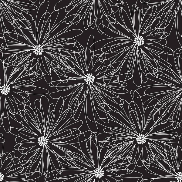 Kwiaty Abstrakcyjne Tło Ilustracja Wektora Monochromatyczne — Wektor stockowy