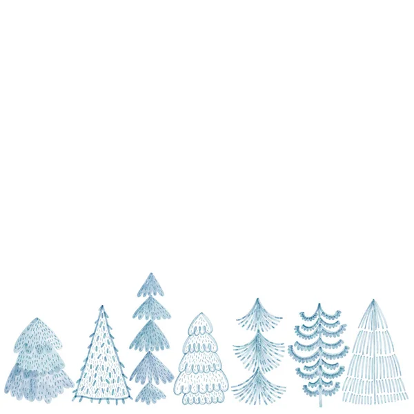 Christmas New Year Background Fir Trees Watercolor Christmas Trees Background — Stock Photo, Image