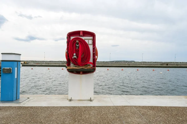 Uzak ışık spot siyah ve beyaz arka plan üzerinde uçan bir yalnız martı. Punta del Este, Uruguay