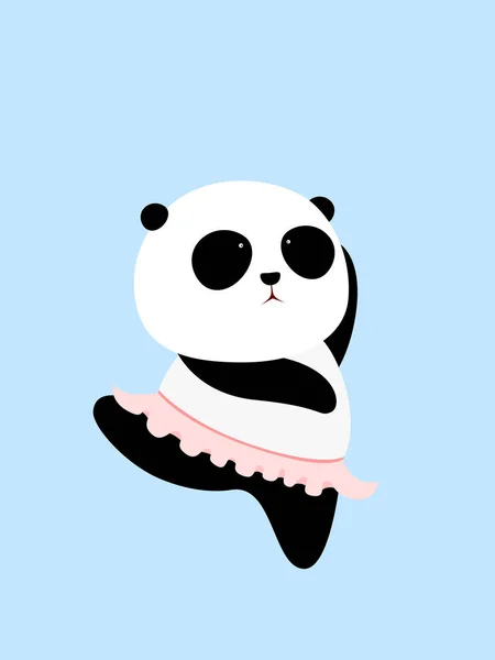 Vektör Çizim Sevimli Çizgi Dev Panda Bir Pembe Bale Etek — Stok Vektör