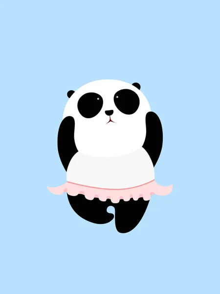 Vector Illustration Panda Gigante Bonito Dos Desenhos Animados Está Tentando —  Vetores de Stock