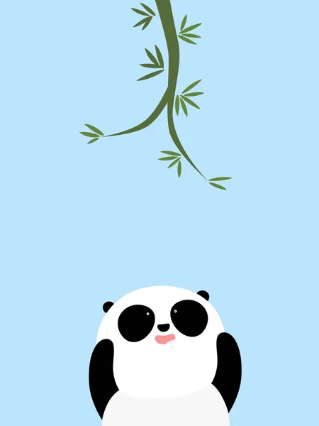 Vector Illustration Cute Cartoon Giant Panda Trying Reach Bamboo Tree — Stock Vector