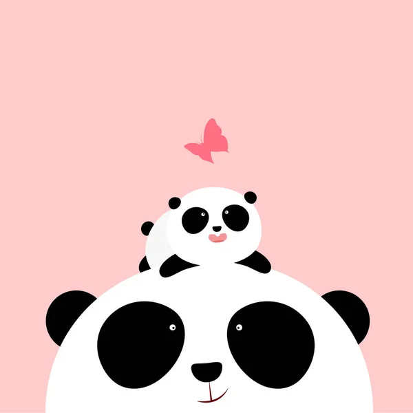 Vector Illustration Pequeno Panda Desenho Animado Bonito Está Deitado Cabeça —  Vetores de Stock