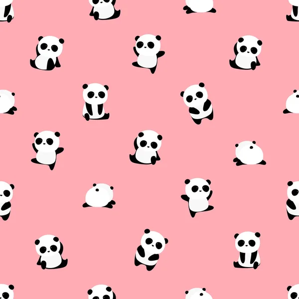Seamless Vector Pattern Panda Bear Pattern Pink Background Маленькие Панды — стоковый вектор
