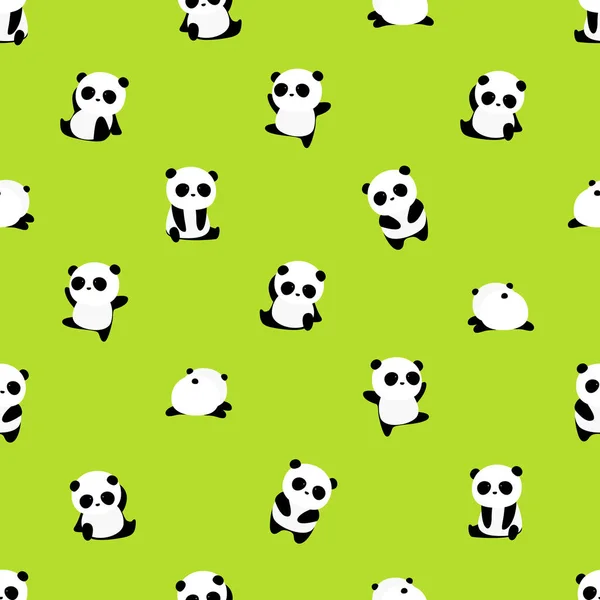 Patrón Vectores Sin Costura Patrón Oso Panda Sobre Fondo Verde — Vector de stock