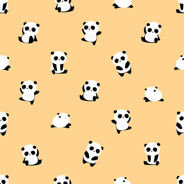 Patrón Vectores Sin Costura Patrón Oso Panda Sobre Fondo Amarillo — Vector de stock