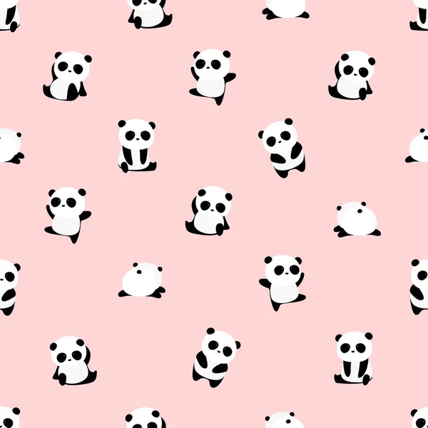 Patrón Vectores Sin Costuras Patrón Oso Panda Sobre Fondo Rosa — Vector de stock