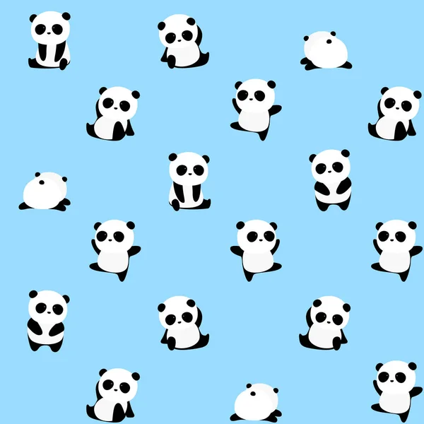 Patrón Vectores Sin Costura Patrón Oso Panda Sobre Fondo Azul — Vector de stock