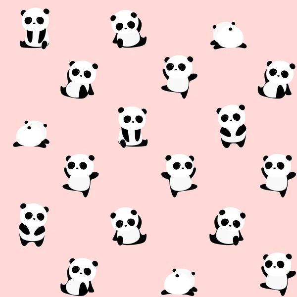 Modèle Vectoriel Sans Couture Motif Ours Panda Sur Fond Bleu — Image vectorielle