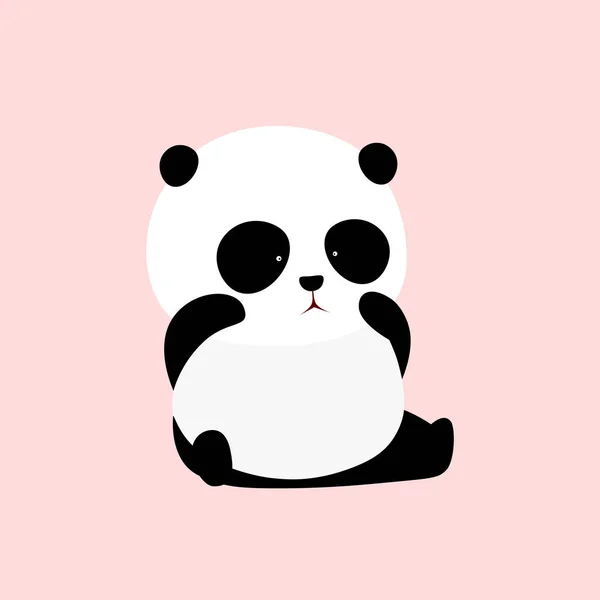 Vector Illustration Cute Cartoon Giant Panda Sits Ground Crying Rubbing — Stock Vector