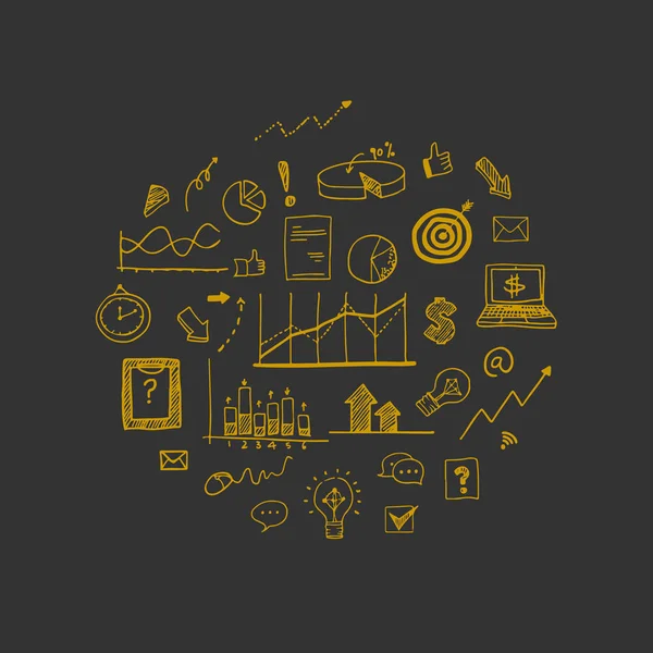 Vektör çizim: El banka iş finans analizi para istatistikleri kazanç hakkındaki kavramları unsurları doodle çizmek