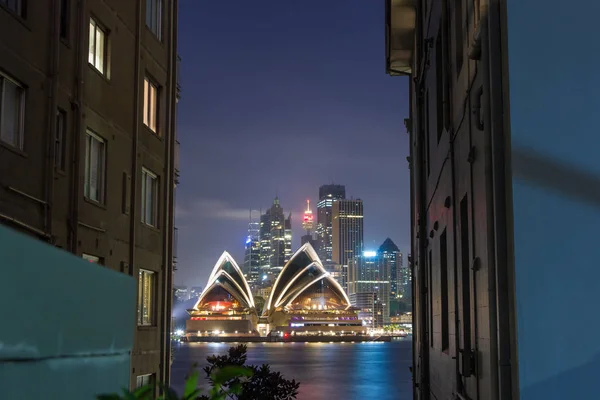 Sidney Opera Evi Gece Avustralya Nın Ünlü Ikonik Simgesel Yapı — Stok fotoğraf