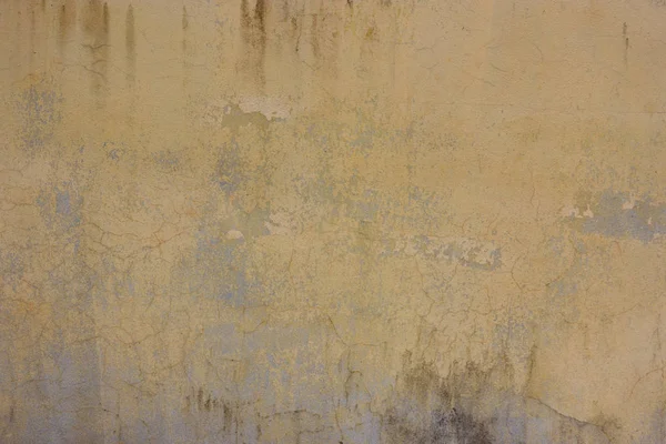 Oude Gele Rommelig Muur Met Vuile Stucwerk Textuur Voor Achtergrond — Stockfoto