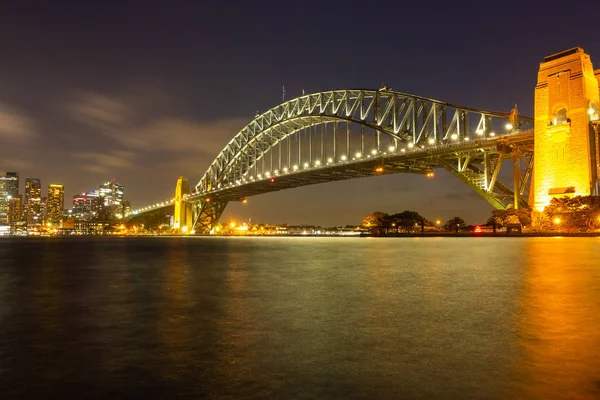 Sydney Harbour Bridge Natten Visa Från Kirribilli Australien — Stockfoto