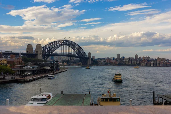 Vista Del Puente Del Puerto Sydney Barcos Sydney Uno Los — Foto de Stock
