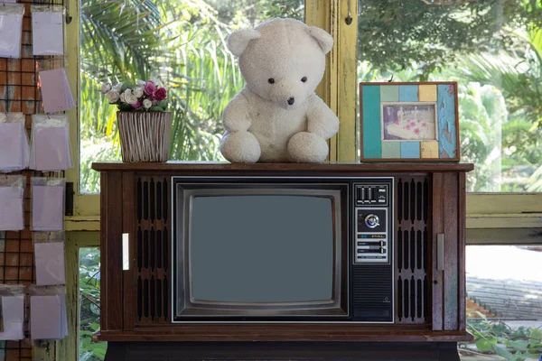 Vintage televizyon veya eski retro Tv oturma odasında 