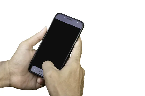 Asiatische Geschäftsmann Hand Verwenden Mobiltelefon Und Tippen Nachricht Auf Smartphone — Stockfoto