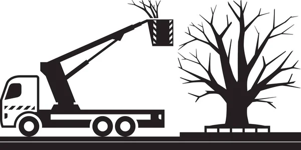 Caminhão Plataforma Móvel Para Corte Árvores Ilustração Vetorial —  Vetores de Stock