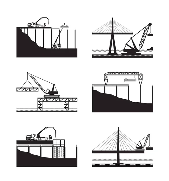 Construcción Diferentes Puentes Ilustración Vectorial — Archivo Imágenes Vectoriales