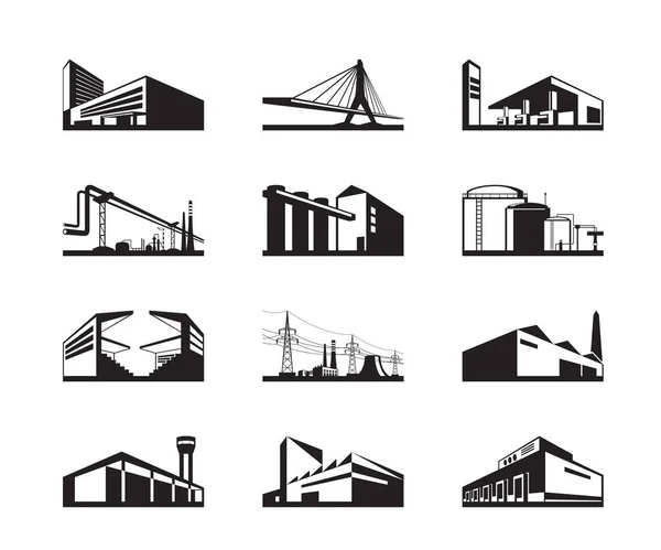 Різні Типи Промислового Будівництва Векторні Ілюстрації — стоковий вектор