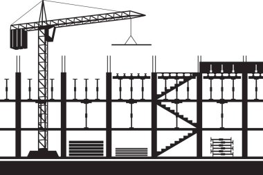 Betonarme döşeme - vektör çizim için İskele İnşaatı