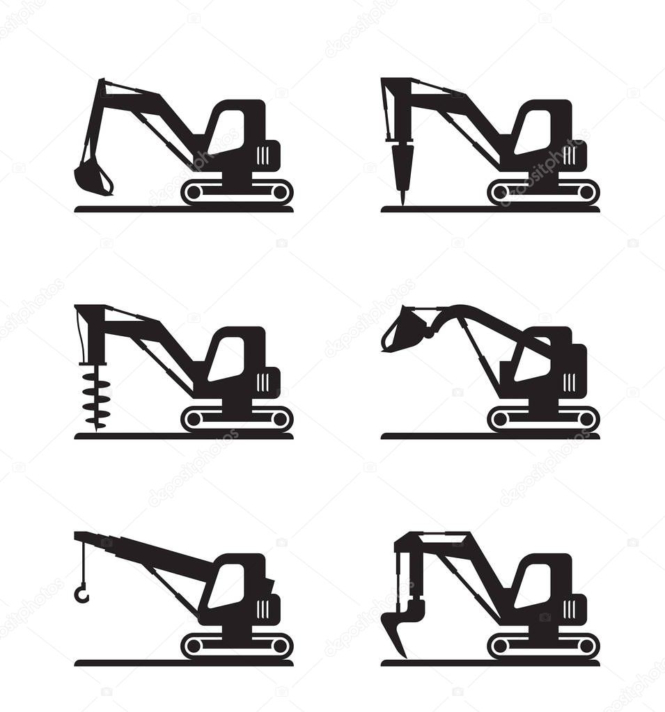 Mini construction machinery - vector illustration