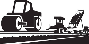 Bir yol - vektör çizim üzerinde bir asfalt kaplama döşeme