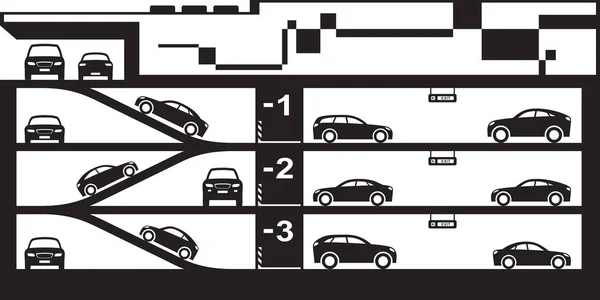 Centro Commerciale Con Parcheggio Sotterraneo Illustrazione Vettoriale — Vettoriale Stock