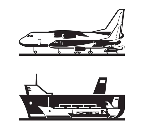 海运和空运的货物运输 矢量图 — 图库矢量图片