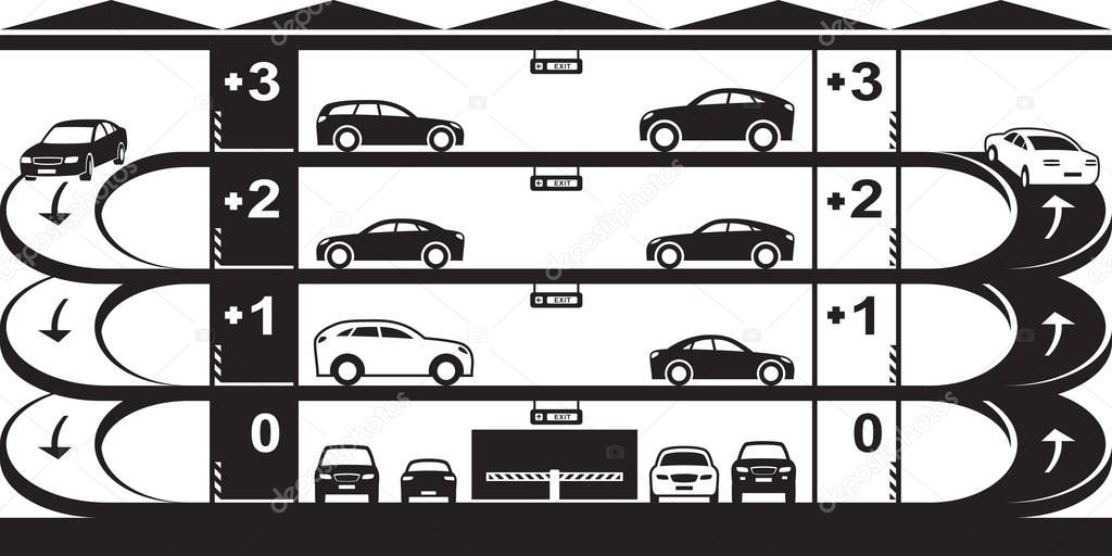 Multi-level  car parking - vector illustration