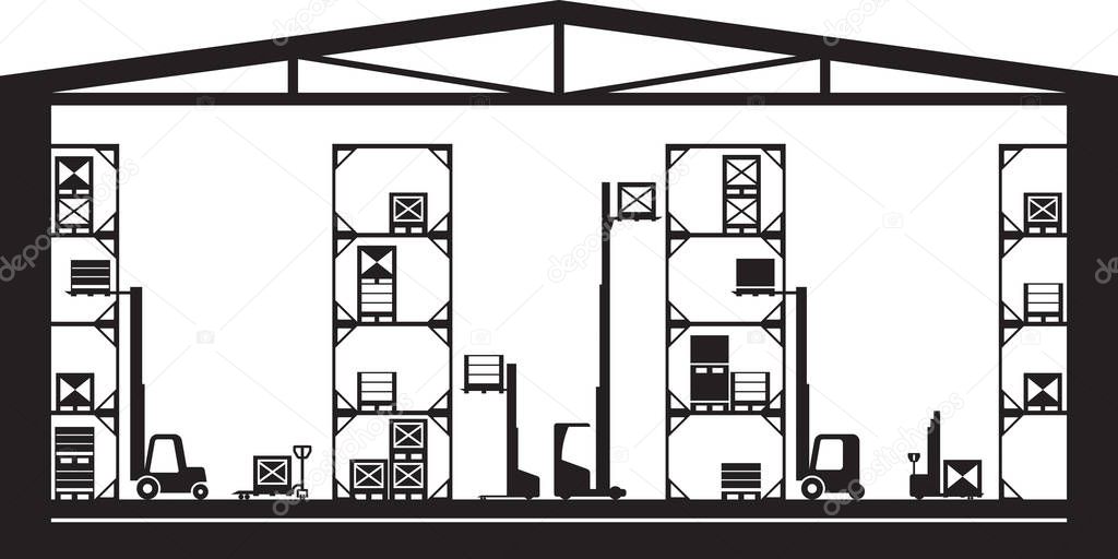 Warehouse machinery equipment - vector illustration