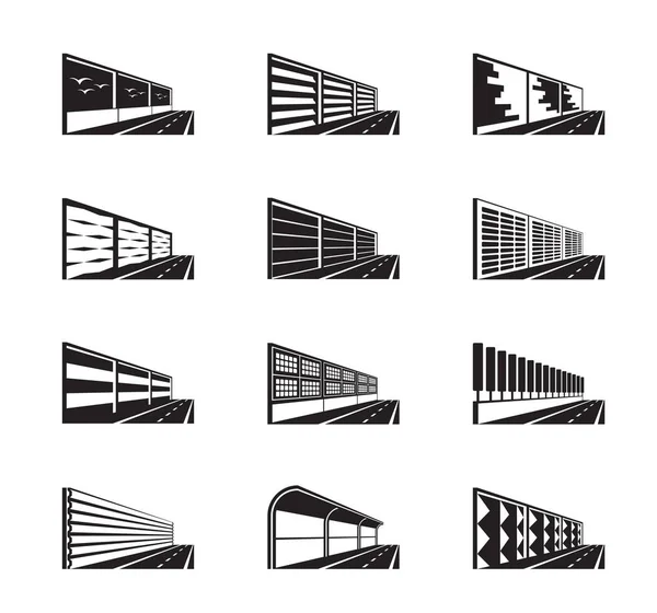 高速公路上的隔音屏障 矢量图 — 图库矢量图片